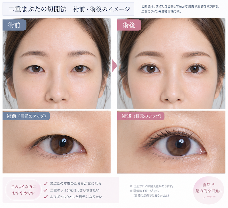 切開法の術前術後のイメージ画像